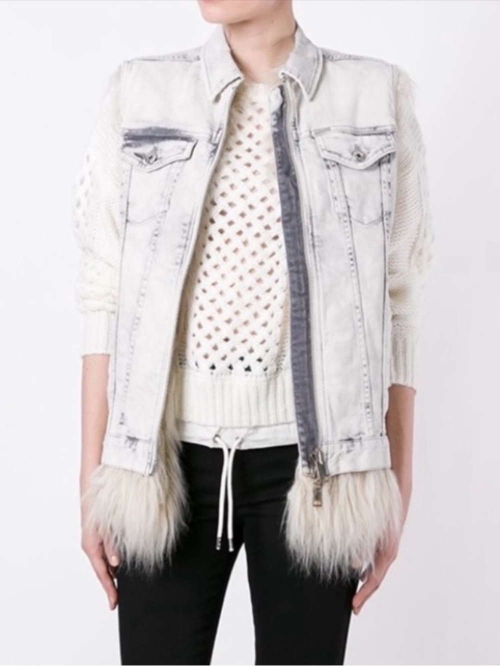 Diesel Denim Furry Sleeveless Reversible Jacket